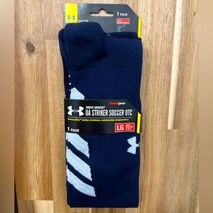 UNDER ARMOUR UA Navy Striker Soccer OTC Athletic Crew Socks - Men’s Size L - NWT